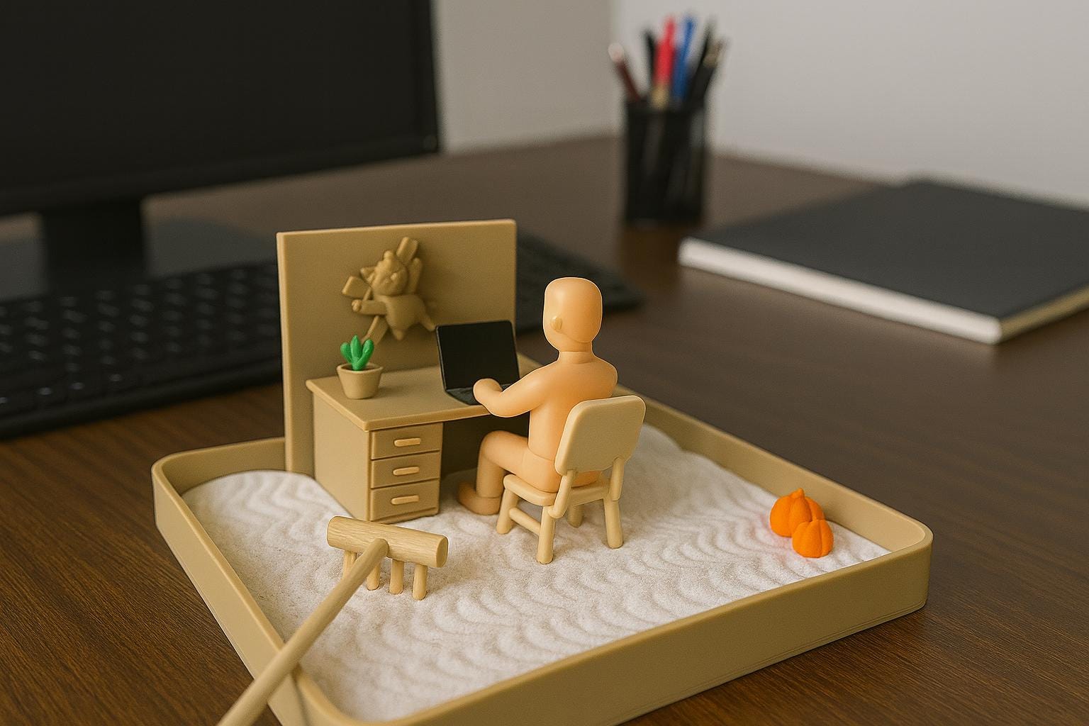 Cat Theme Zen Garden, Sensory Stress Relief Office Desk Decoration