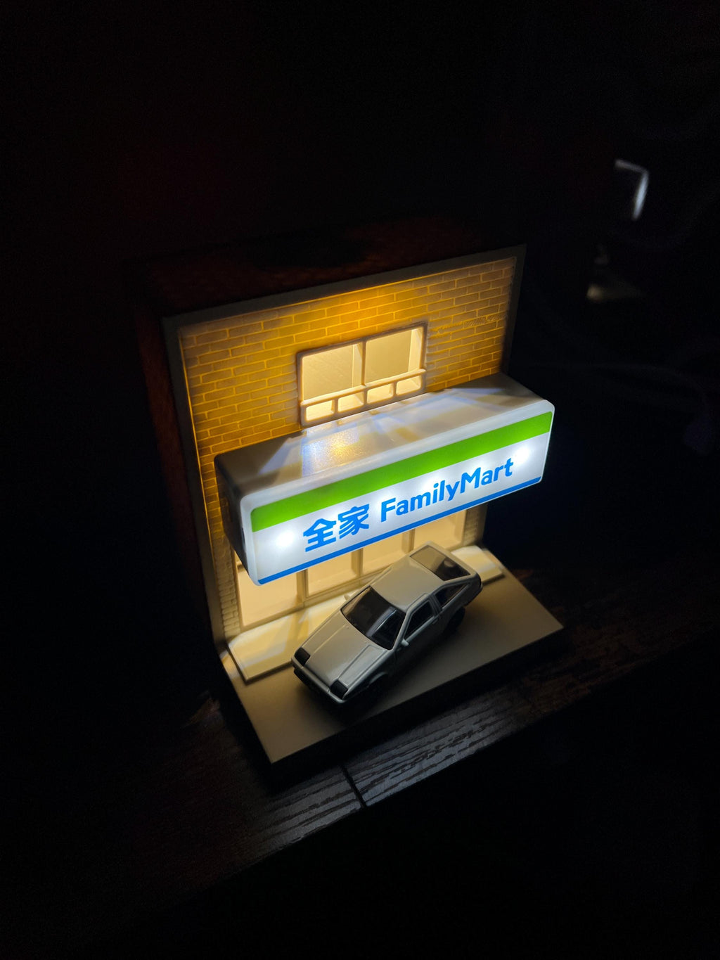 Japanese Storefront Lamp w/ Initial D AE86 Car – Anime Inspired Night Light, Shelf Nook