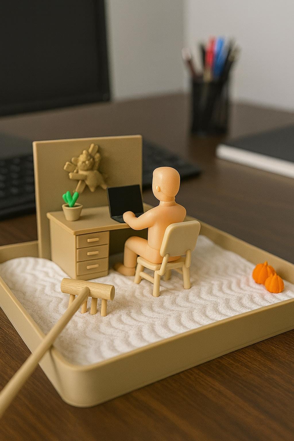 Cat Theme Zen Garden, Sensory Stress Relief Office Desk Decoration