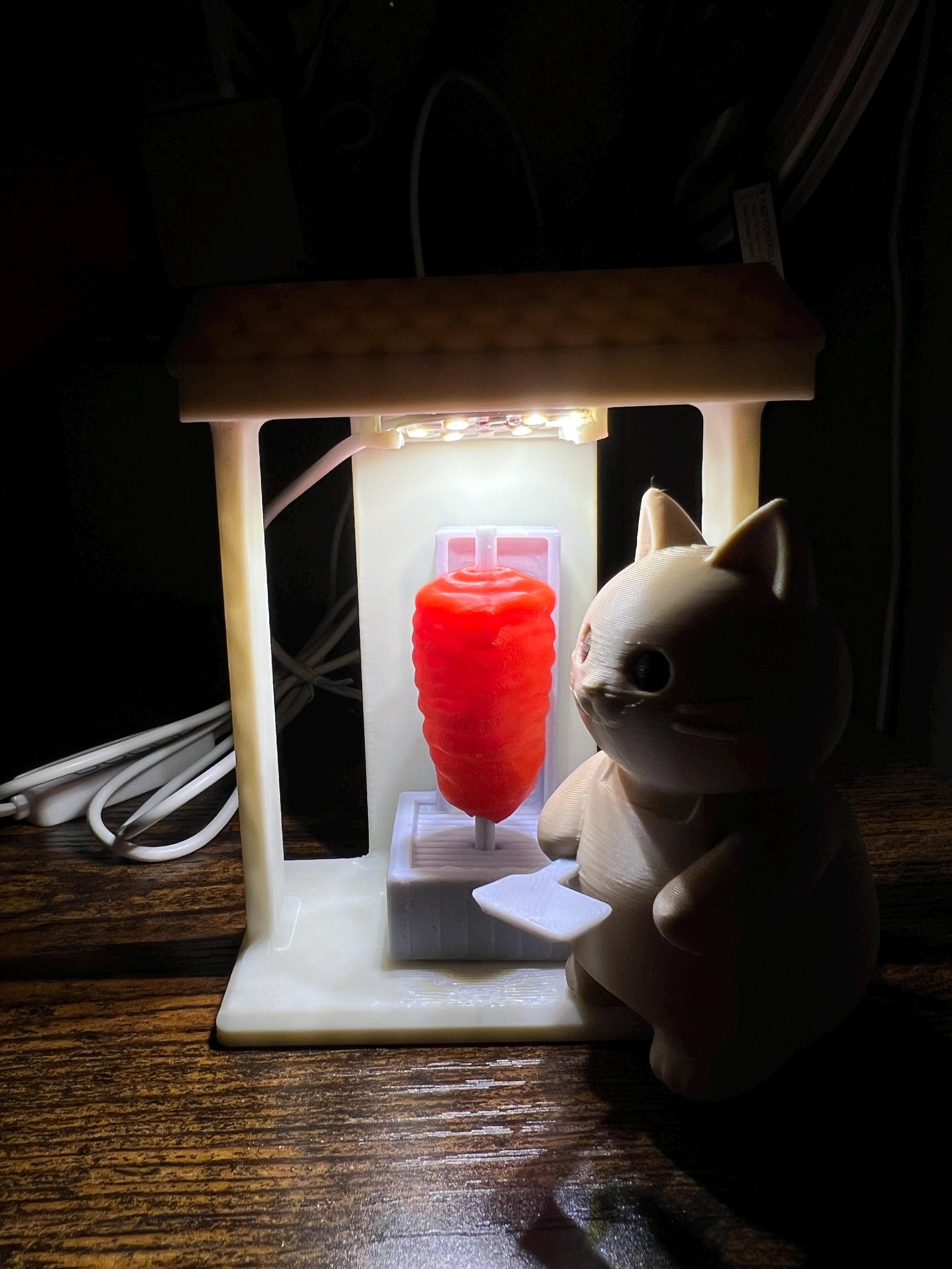 Cat Taco Chef Figurine – 3D Printed Mini Al Pastor Stand