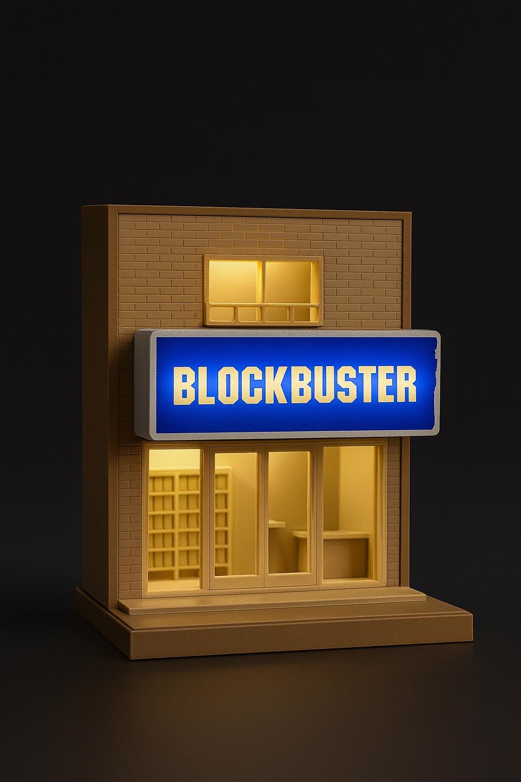 Mini Blockbuster Diorama – Handmade Night Light Desk Decoration