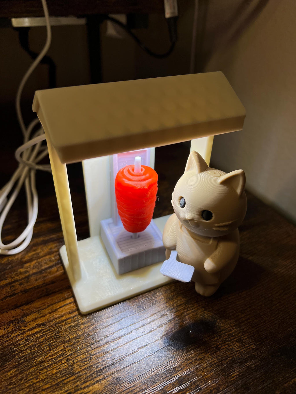 Cat Taco Chef Figurine – 3D Printed Mini Al Pastor Stand