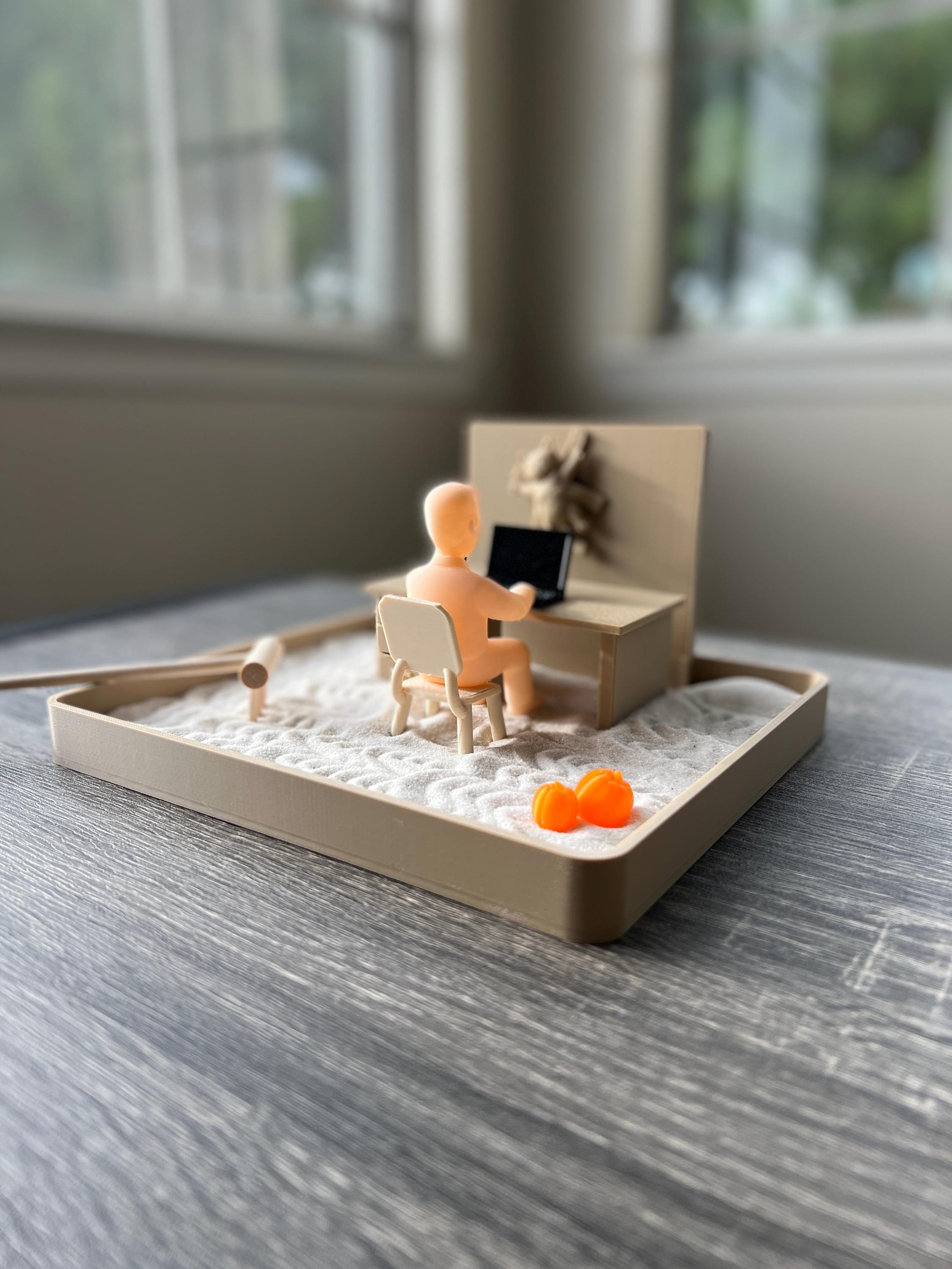 Cat Theme Zen Garden, Sensory Stress Relief Office Desk Decoration