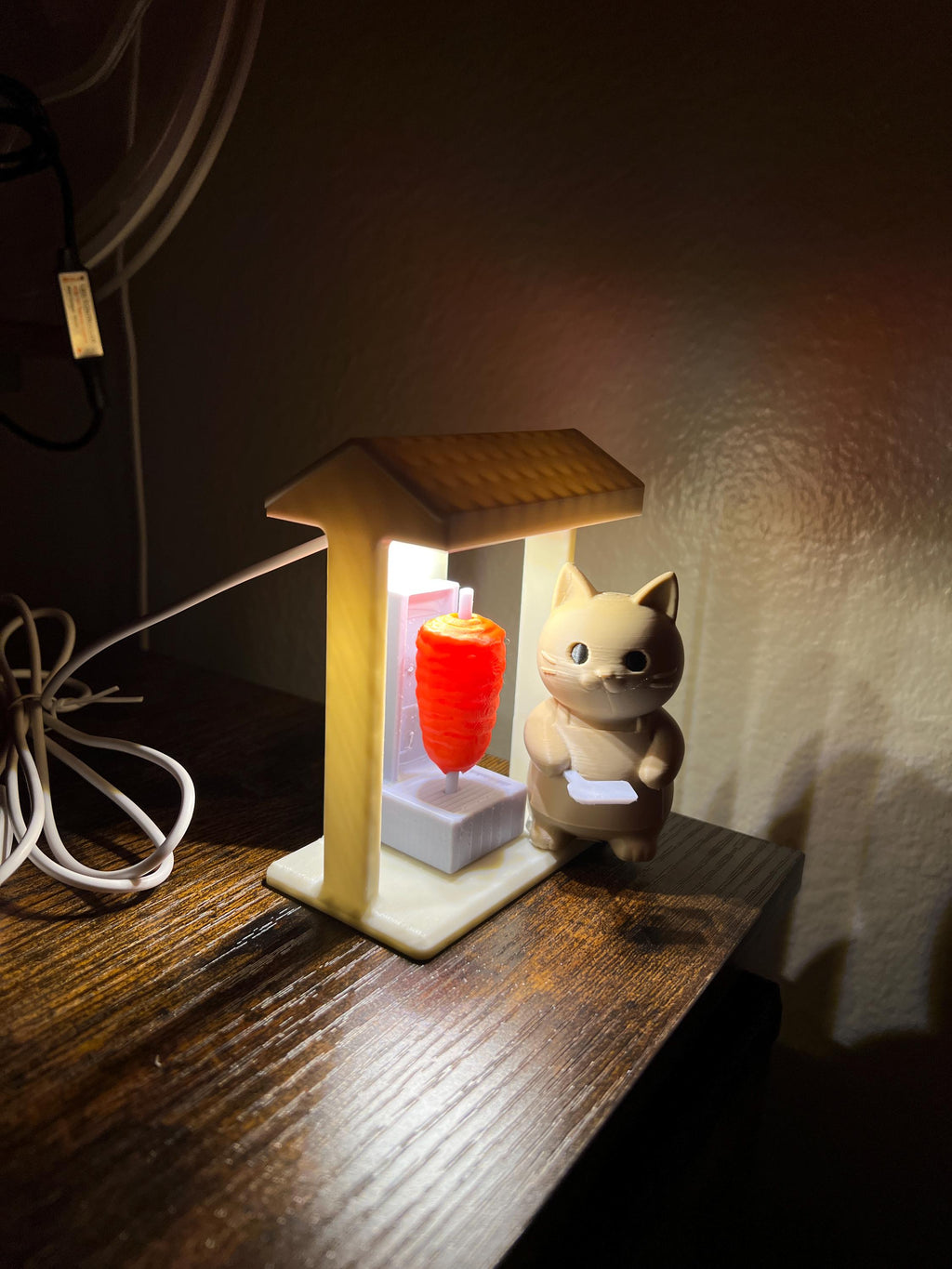 Cat Taco Chef Figurine – 3D Printed Mini Al Pastor Stand